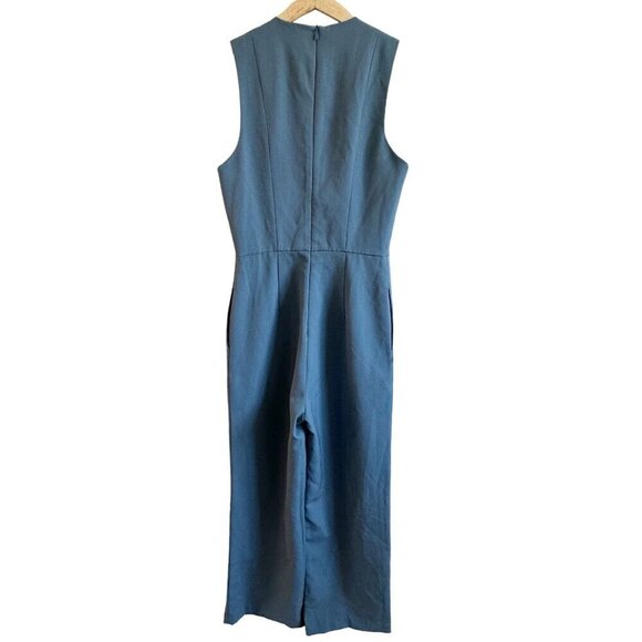 SLNGHR Womens XS Sleeveless Jumpsuit Slate Blue Straight Leg Pockets Corpcore UK - Picture 3 of 11